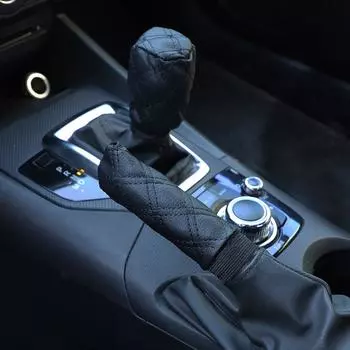 Чехол для автомобильного рычага переключения передач, чехол для ручного тормоза, комплект из 2 предметов, чехол для ручки автоматической коробки передач, принадлежности One Size чёрный