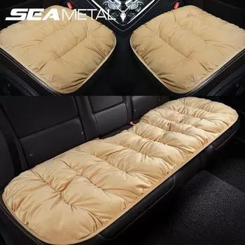 Чехол для автомобильного сиденья SEAMETAL, переднее и заднее, флокированная ткань, универсальная подушка для защиты сиденья, коврик, сохраняющий тепло зимой 3PCS/SET чёрный