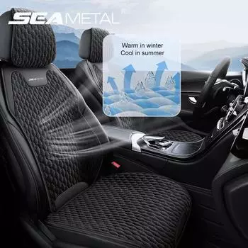 Чехол для автомобильного сиденья SEAMETAL из льна, передняя льняная ткань, подушка, дышащий защитный коврик, универсальный для большинства грузовиков, внедорожников, фургонов 1*front seat with backrest чёрный