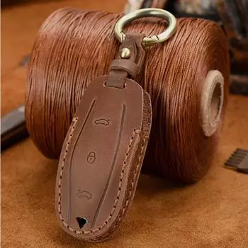 Чехол для автомобильного смарт-ключа для Tesla Model 3 Model X Model S Model Y кожаная защитная сумка синий