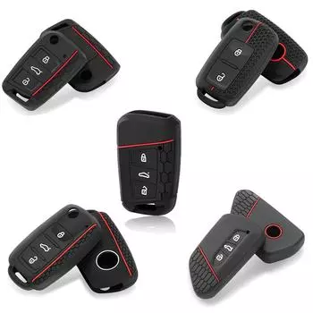 Чехол для автомобильного выкидного ключа, чехол-брелок для Volkswagen VW Polo Golf Passat Tiguan Beetle Caddy Eos Skoda Octavia Seat Leon Altea чёрный