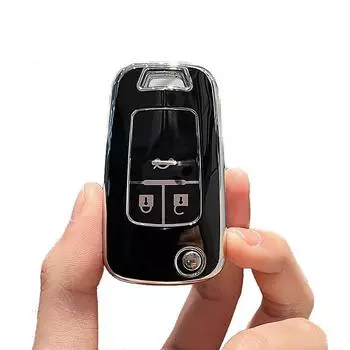Чехол для автомобильного выкидного ключа из ТПУ для Chevrolet Cruze Aveo Trax Sail Malibu Captiva Opel Vauxhall Astra J Corsa Insignia Mokka чёрный