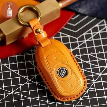 Чехол для автомобильных ключей HALLMO из натуральной кожи для Buick 4 buttons коричневый