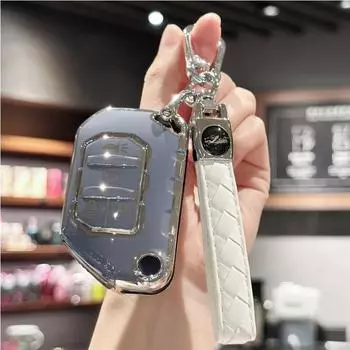 Чехол для автомобильных ключей с брелоком для Jeep Wrangler JL JLU Gladiator JT 2018-2022, аксессуары ( Не подходит Wrangler JK) чёрный