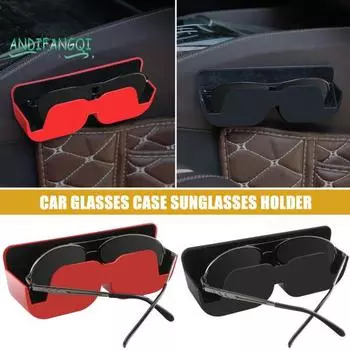 Чехол для автомобильных очков. Держатель для хранения автомобильных солнцезащитных очков - самоклеящийся с фетровой подкладкой. Чехол для автомобильных очков. Red