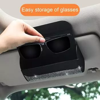 Чехол для автомобильных очков для хранения украшений со стразами для легкой установки автомобильного козырька для солнцезащитных очков белый