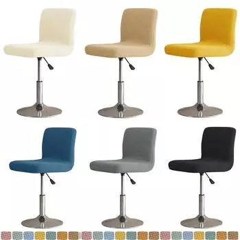 Чехол для барного стула Polar Fleece, эластичные чехлы для обеденных сидений с короткой спинкой, однотонные чехлы для стульев небольшого размера, пылезащитный чехол чёрный