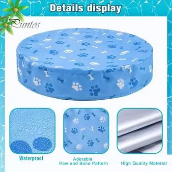 Чехол для бассейна, складная водонепроницаемая пылезащитная эластичная кромка с мультяшным принтом, безопасная для домашних животных и детей, защитная сумка для хранения игрушек L синий