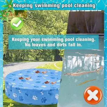 Чехол для бассейна, складная водонепроницаемая пылезащитная эластичная кромка с мультяшным принтом, безопасная для домашних животных и детей, защитная сумка для хранения игрушек L синий