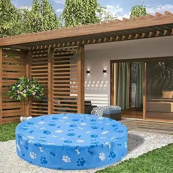 Чехол для бассейна, складная водонепроницаемая пылезащитная эластичная кромка с мультяшным принтом, безопасная для домашних животных и детей, защитная сумка для хранения игрушек L синий