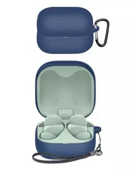 Чехол для беспроводных наушников SONY LinkBuds Fit YAJOJO, чехол для зарядки с карабином и брелоком, силиконовый защитный чехол для предотвращения падений синий