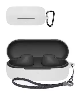 Чехол для беспроводных наушников Sony YAJOJO, чехол для зарядки с карабином и силиконовой защитой от царапин и отпечатков пальцев, совместимый с Sony белый