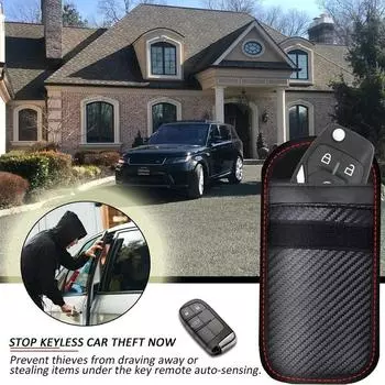 Чехол для блокировки сигнала ключа автомобиля, сумка-брелок Faraday Cage, сумка для блокировки бесключевого доступа Rfid, автомобильные аксессуары, чехол для ключа Mercedes Benz Bmw, цепочка