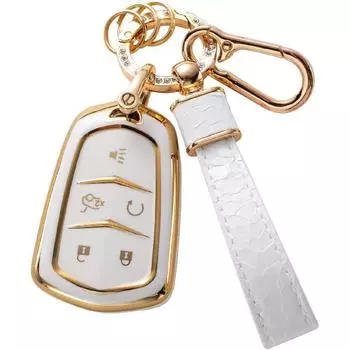 Чехол для брелока Cadillac с брелком Cadillac, чехол для автомобильного брелока, совместимый с Cadillac Escalade CTS SRX XT5 ATS CT6, 5 кнопок Smart