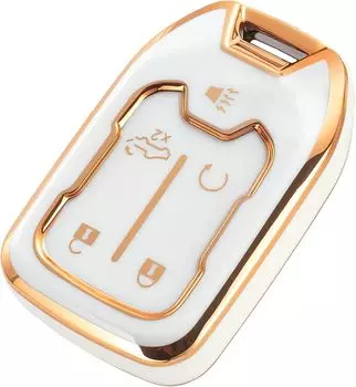 Чехол для брелока для GMC Chevy Sierra и Chevrolet Silverado Premium Soft TPU Full Cover Защитный чехол для брелока Дистанционный держатель для ключей 5 кнопок (A-Слоновая кость)