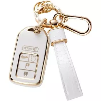 Чехол для брелока Honda с кожаным ремешком, чехол для автомобильного брелока, совместимый с защитой смарт-ключа Honda Accord Civic CRV Pilot Odyssey