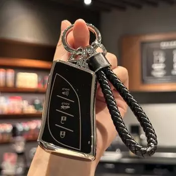 Чехол для брелока из ТПУ со шнурком для ключей для Lexus ES200 ES260 ES300h NX260 NX350H UX200 UX260h LS500h LS350 LS500 IS350 чёрный