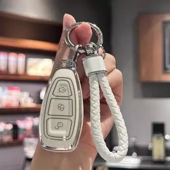 Чехол для брелока из ТПУ со шнурком для ключей для Ford Focus 3 4 ST Mondeo MK3 MK4 Fiesta Fusion Kuga Ecosport Protect аксессуары для брелоков чёрный