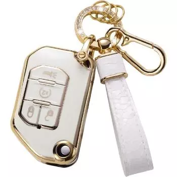 Чехол для брелока с брелком для ключей Jeep, чехол для автомобильного брелока, совместимый со смарт-ключом Jeep Wrangler Gladiator JL JLU Rubicon 2018, 2019, 2020, 2021, 2022 годов.