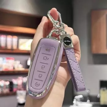 Чехол для брелока с брелоком для ключей для Ford Edge Focus Flex Explorer Taurus Lincoln MKS MKT MKX чёрный