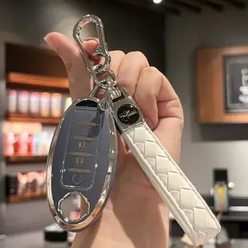 Чехол для брелока с кожаным шнурком для ключей для Nissan Altima Sentra Maxima Rogue Armada Pathfinder Versa 5 кнопок фиолетовый