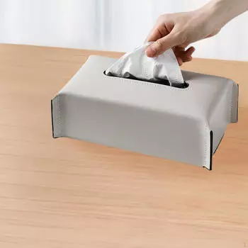 Чехол для бумажных салфеток из искусственной кожи, декоративный серый