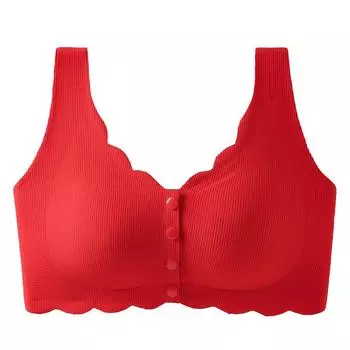 Чехол для бюстгальтера среднего возраста, без стального кольца, красивая спинка, удобная застежка спереди, бесшовный жилет, сборка по верху, поддерживающее нижнее белье 34/75S абрикосовый