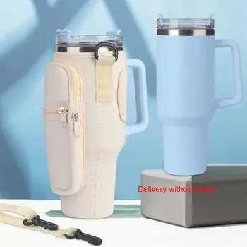 Чехол для бутылки с водой объемом 40 унций, водонепроницаемый держатель для телефона и ключей, сумка для кувшина из неопрена с регулируемым ремешком чёрный