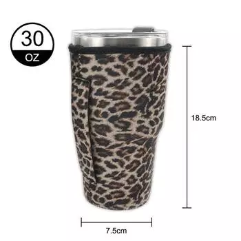 Чехол для бутылки с водой с леопардовым принтом и радужным подсолнухом, неопреновый утепленный чехол для стакана объемом 30 унций