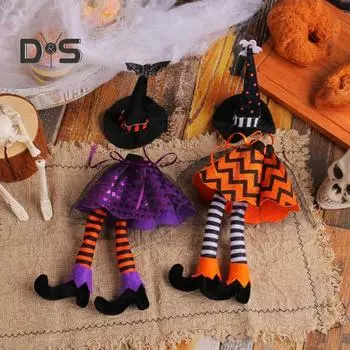 Чехол для бутылки вина на Хэллоуин, уникальная шляпа ведьмы, длинный рукав для бутылки ведьмы, креативный декор для домашнего стола, украшение для вечеринки на Хэллоуин чёрный