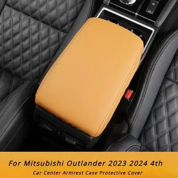 Чехол для центрального подлокотника автомобиля, защитный чехол для Mitsubishi Outlander 2024 2024, кожаный чехол для центральной консоли, аксессуары для интерьера чёрный