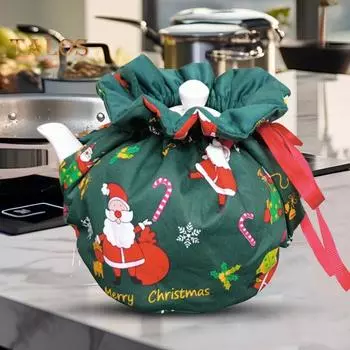 Чехол для чайника с рождественским принтом, пылезащитный чехол для хранения чая, изолированный чехол, регулируемый чехол для чайника, кухонный чехол для защиты от пыли, многоразовый чайник A