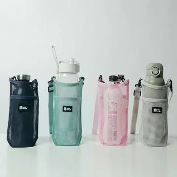 Чехол для чашки Yousheng с плечевым ремнем, портативный, многоразовый, нескользящий, противоожоговый, аксессуары для питья, тканевый, мелкоячеистый чехол для бутылки с водой для улицы розовый