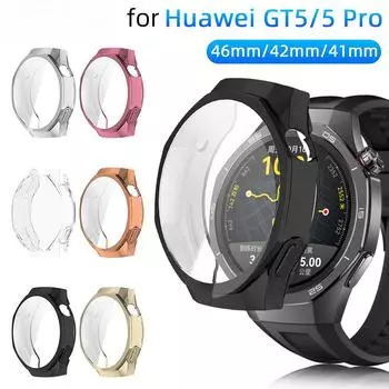 Чехол для часов Huawei Watch GT 5 / GT5 Pro 46 мм 42 мм 41 мм Защитная пленка для экрана с полным покрытием Мягкий защитный чехол-бампер Аксессуары GT5 46MM чистый