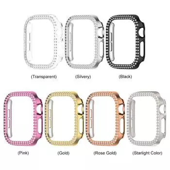 Чехол для часов из поликарбоната с двойным бриллиантом, защитный чехол от падения, устойчивый к царапинам, с полной защитой для Apple Watch Series 10 42MM/46MM 42mm