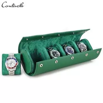 Чехол для часов ручной работы из натуральной кожи с 4 слотами для женщин, роскошный дизайнерский дисплей для ювелирных изделий, коробка для хранения часов чёрный