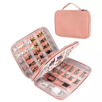 Чехол для часового ремешка Чехол для хранения часового ремешка Вмещает 35 ремешков для часов Портативный органайзер Сумка Совместимый ремешок Булавка для ремешка розовый
