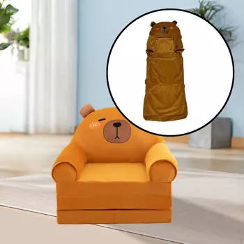 Чехол для детского дивана Capybara Design для стульев с застежкой-молнией из бархата коричневый