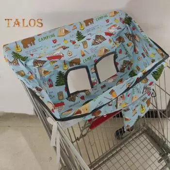 Чехол для детской тележки для покупок с мультяшным принтом, прочный, складной, водонепроницаемый, стираемый в стиральной машине, детский стульчик для кормления малышей, чехол для сиденья тележки для покупок A