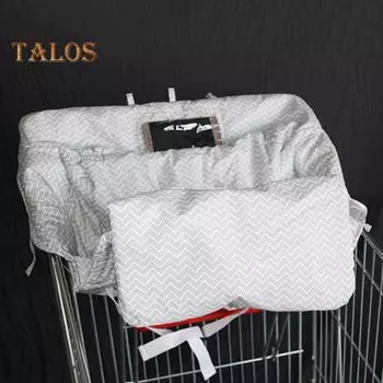 Чехол для детской тележки для покупок с сумкой для хранения, прозрачным карманом для телефона, прочный портативный детский стульчик для кормления малышей, чехол для сиденья тележки для покупок серебро белый