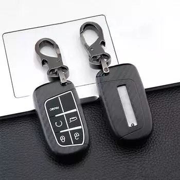 Чехол для дистанционного ключа автомобиля из АБС-пластика из углеродного волокна для Jeep Grand Cherokee WK2 SRT Renegade Compass 2th для Chrysler 200 300 2 Button Black
