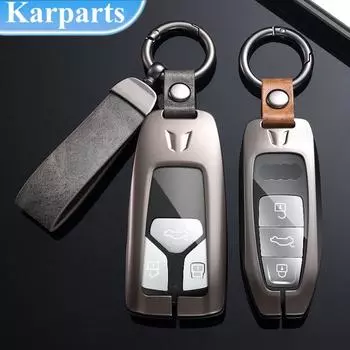 Чехол для дистанционного ключа автомобиля из цинкового сплава для A4 B9 A5 A6 8S 8W Q5 Q7 4M S4 S5 S7 TT TTS TFSI RS A7 A8 E-tron Q8 C8 D5, защитный брелок без ключа A Style коричневый