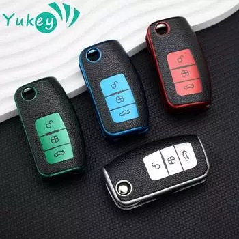 Чехол для дистанционного ключа автомобиля из мягкой кожи с 3 кнопками для Ford Fiesta Focus 2 Ecosport Kuga Escape Falcon B-Max C-Max Eco Sport Galaxy красный