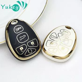 Чехол для дистанционного ключа автомобиля из ТПУ с 5 6 кнопками для Buick Chevrolet Suburban Tahoe TrailBlazer GMC Sierra Yukon Hummer H2 H3 Isuzu Fob 5 Buttons Black