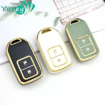 Чехол для дистанционного ключа из ТПУ, чехол для брелока, держатель для Honda HR-V Vezel Fit Jazz City Civic Accord 2 кнопки 2015-2018 чёрный