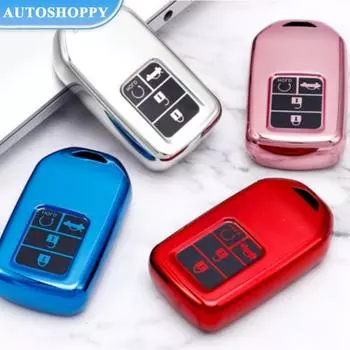 Чехол для дистанционного ключа из ТПУ для Honda Accord Civic CRV HRV Fit Freed Pilot Odyssey Vezel, сумка-держатель для ключей, защитная сумка-брелок 5 Buttons розовый