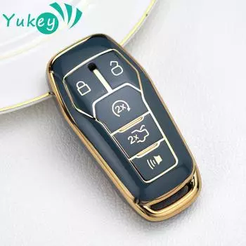 Чехол для дистанционного ключа из ТПУ для Ford Fusion Mondeo Mustang F 150 Explorer Edge 2015 2016 2017 2018, держатель для брелока в виде ракушки чёрный