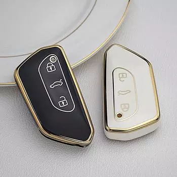 Чехол для дистанционного ключа из ТПУ для автомобиля, брелок для VW Volkswagen Golf 8 2020, Skoda Octavia A8 2021, защитные аксессуары для SEAT Leon MK4 Key Case белый