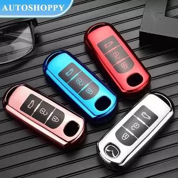 Чехол для дистанционного ключа из ТПУ для автомобиля, брелок для Mazda 2 3 5 6 BL BM GJ Atenza Axela Demio CX-3 CX3 CX-5 CX5 CX7 CX-9 CX8 без ключа 3 Buttons синий
