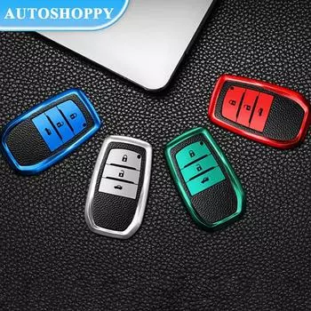 Чехол для дистанционного ключа из ТПУ кожи для Toyota Corolla RAV4 Auris Crown Camry Prius CHR Prado Land Cruiser Aygo 3 Buttons красный